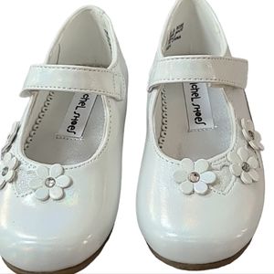 RACHEL GIRLS WHITE/PEARL DRESS VELCRO SHOES SIZE 7M